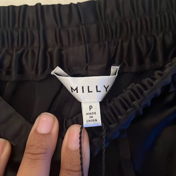 Milly Hammered Satin Track Black Pant Size 0 NWT - Picture 4 of 7